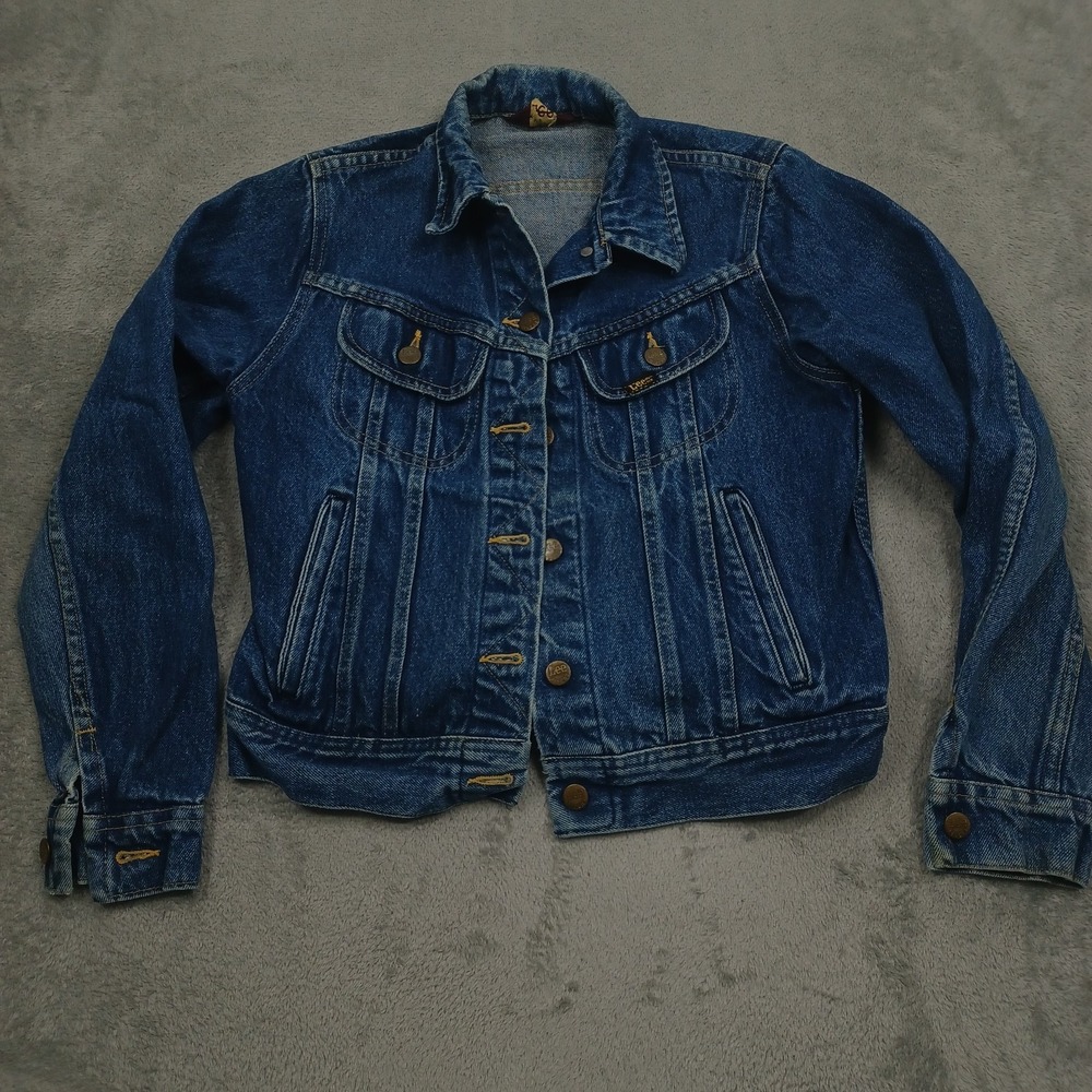 Vintage Lee Jacket Womens Small Blue Denim Cropped Button Up 70s 80s‎